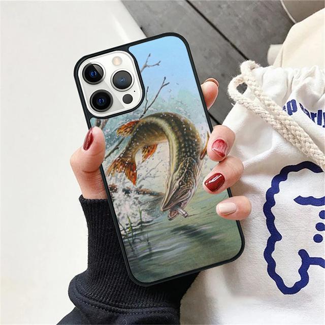 Pike Fish Fishing Bait Phone Case Back Cover for iPhone 17 Air 16 15 14 13 11 12 Pro Max PlusS Shell Coque