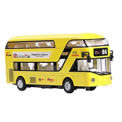 HAMILO Toy Car London Double-Decker Bus with Opening Doors and Light-Up Miniature Car