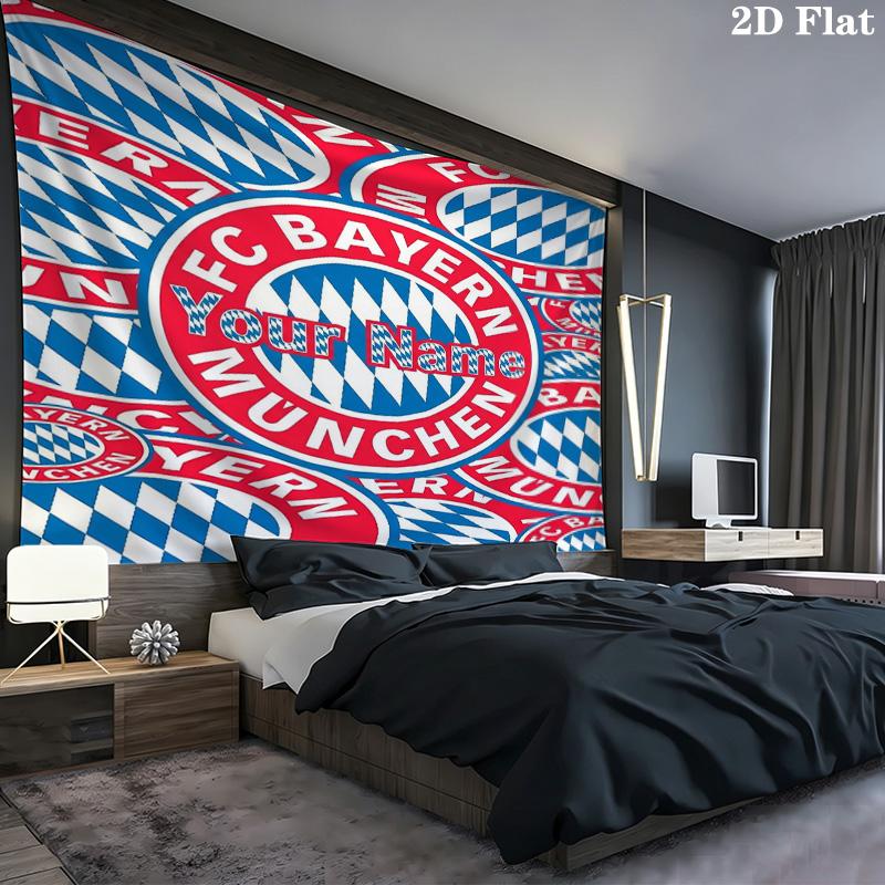 Bayern Munich Fan Gear Custom Name Wall Tapestry Aesthetic Wall Hanging Printed Fabric Blanket Decorative Tapestries For Bedroom Living Room Home Deco