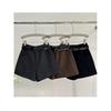 Plus Size Gray Woolen Wide-Leg High-Waisted A-Line Shorts for Women - Petite Slimming Casual Pants for Spring/Autumn