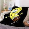 Spongebob Action Flannel Blanket Super Soft Warm Cozy Blanket For Sofa Bed Office Travel Allseason Home Decor Gift
