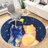 1pc Cats Night Office Round Area Rug, Under Office Chairs Bedroom Living Room Home Decor, Room Deco, Available In Various Sizes