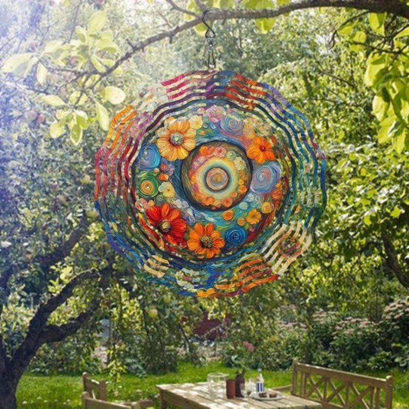 10 Zoll Hängender Windspinner mit 360-Grad-Haken für Balkon-Gartendekor Frühling Sommer Außendekoration