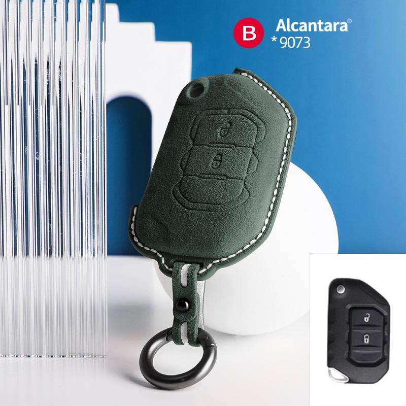 Interior Mouldings Car Remote Key Case Cover Shell For Jeep Wrangler JL JK JLU XD Gladiator JT Protector Suede Alcantara Accesso