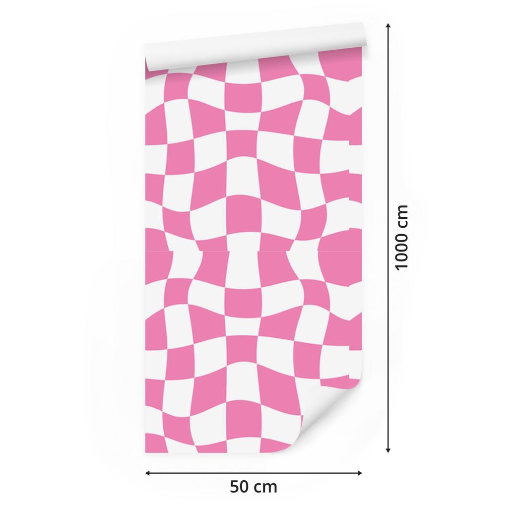 Wallpaper Casual Checkerboard Powder Pink for Living Room and Bedroom 50x1000