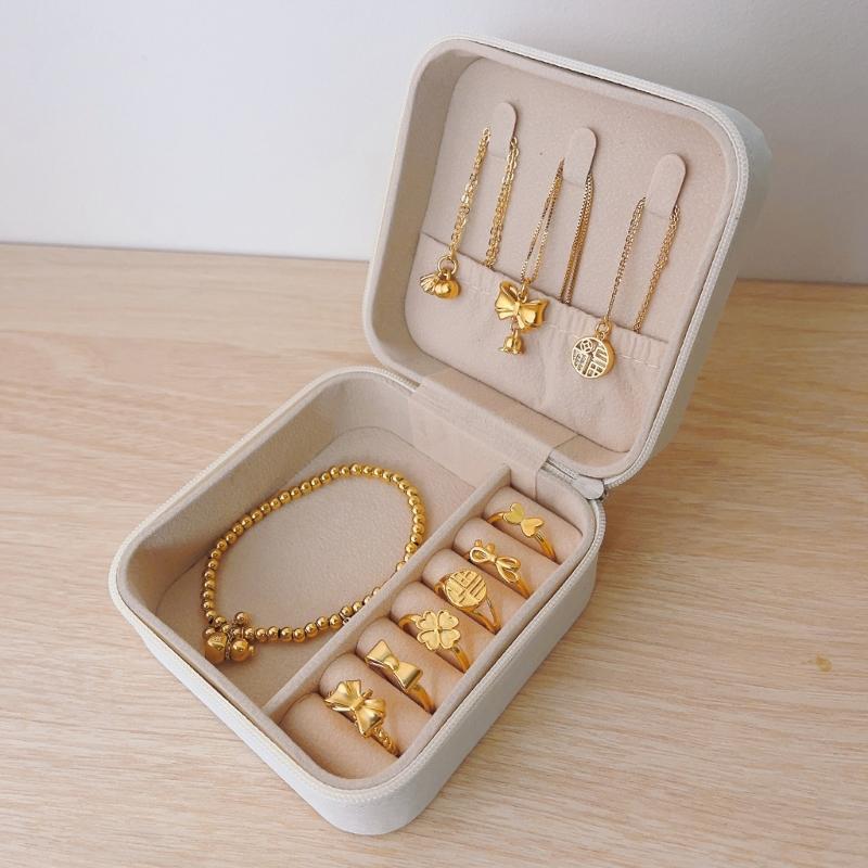 PU Leather Jewelry Box Accessory Organizer with Soft Velvets Interior Storage Case for Earrings Bracelets Necklaces