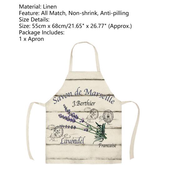 Sleeveless Apron Stain Repellent Linen Strong Absorbent Cactus Pattern Cooking Bib Kitchen Supplies