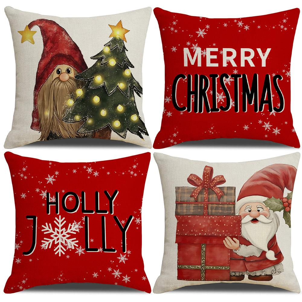 Christmas Printed Pillowcase Polyester Home Sofa Decoration Pillow Festive Atmosphere Cushion
