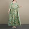 DIMANAF New 2026 Summer Beach Women Plus Size Lady Long Dress Loose Oversize Vintage Maxi Floral Print Cotton