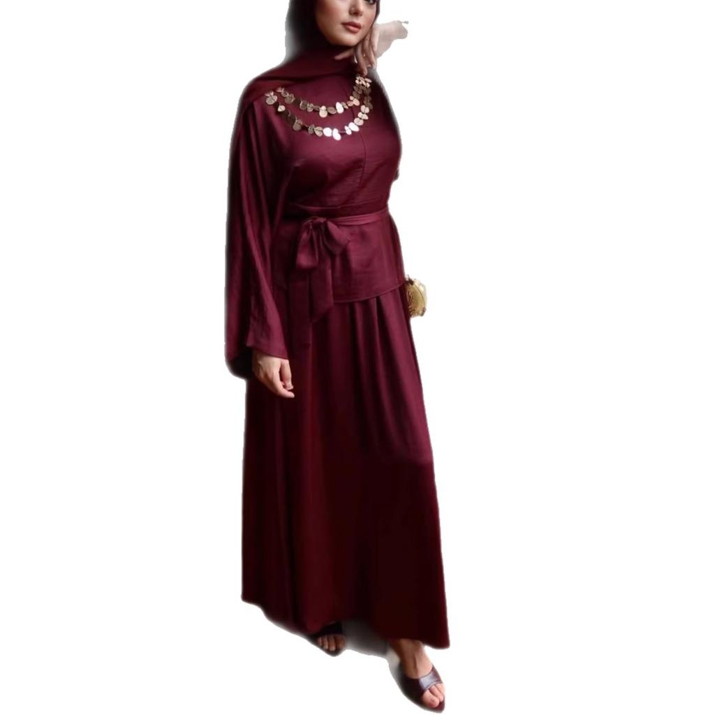2026 Europe, America, Amazon, Autumn and Winter, Horn Sleeves, Waist Tops, Straps, Waist Swings, and Long Skirts. Two-piece Set