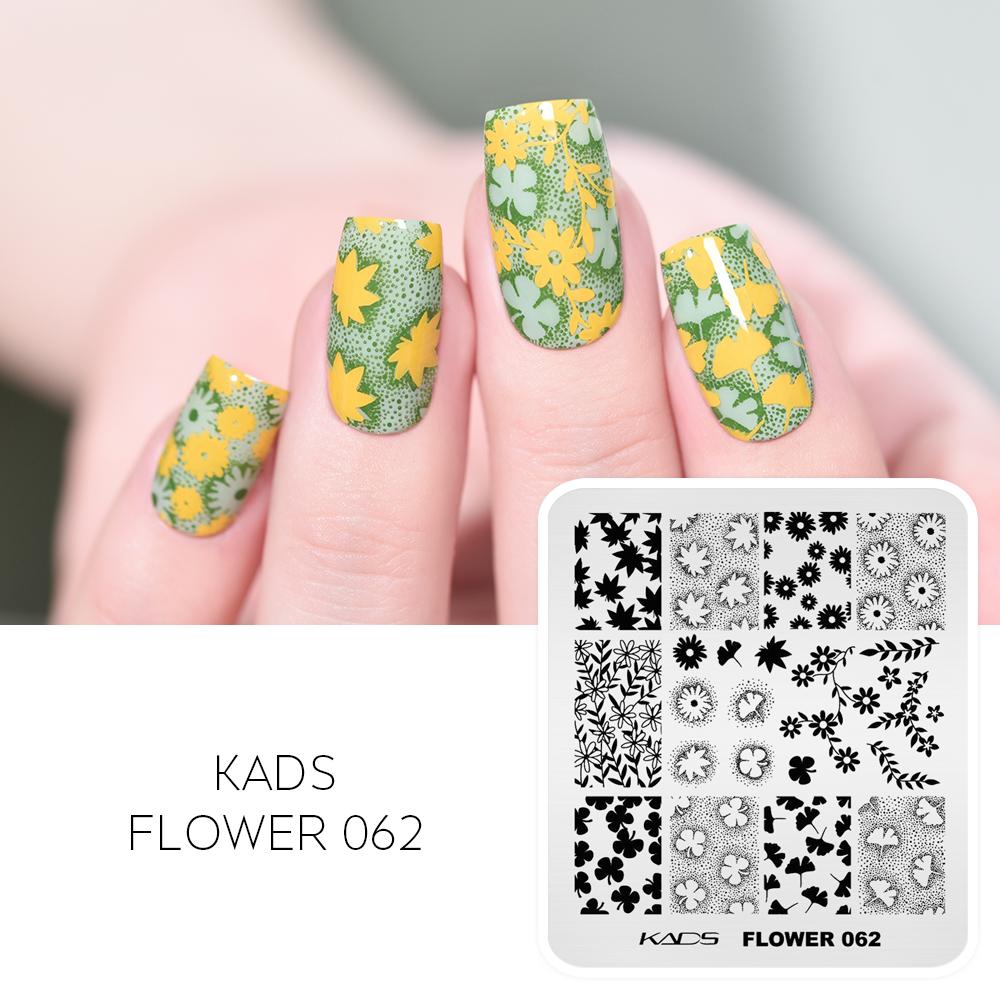 kads Nail Art Stamping Template Flower 062 Nail Print Stamp Plate Stencil for Nail Salon