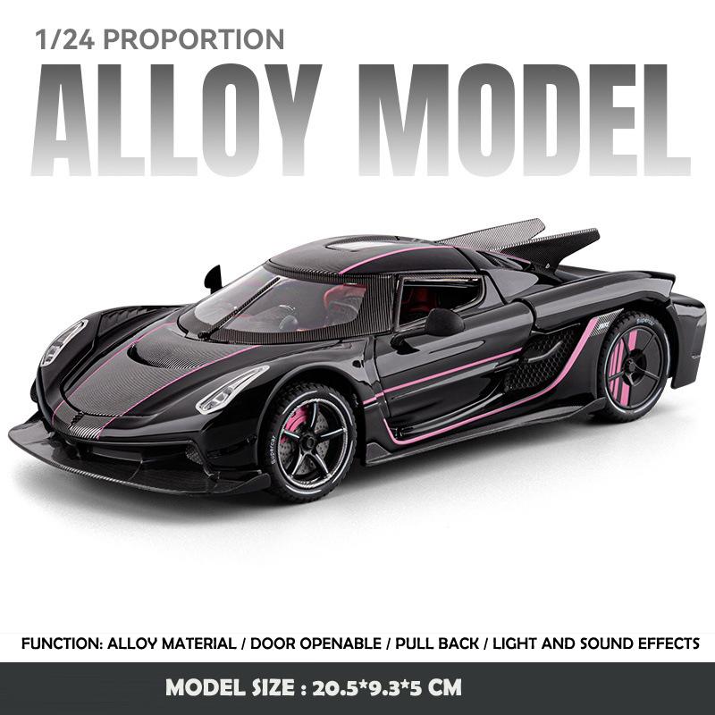 1/24 Koenigsegg Jesko Super Sports Car Alloy Car Model Ornaments for Children Boys Toys Pullback Light Simulation Model Diecast Toy Vehicle