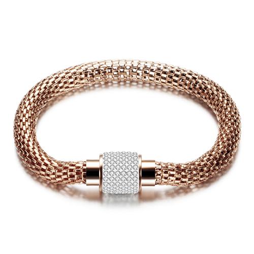 NEW Designer Jewelry Bijouterie Rhinestone Charm Bracelets for Women Stainless Steel Magnet Clasp Crystal Bracelets & Bangles