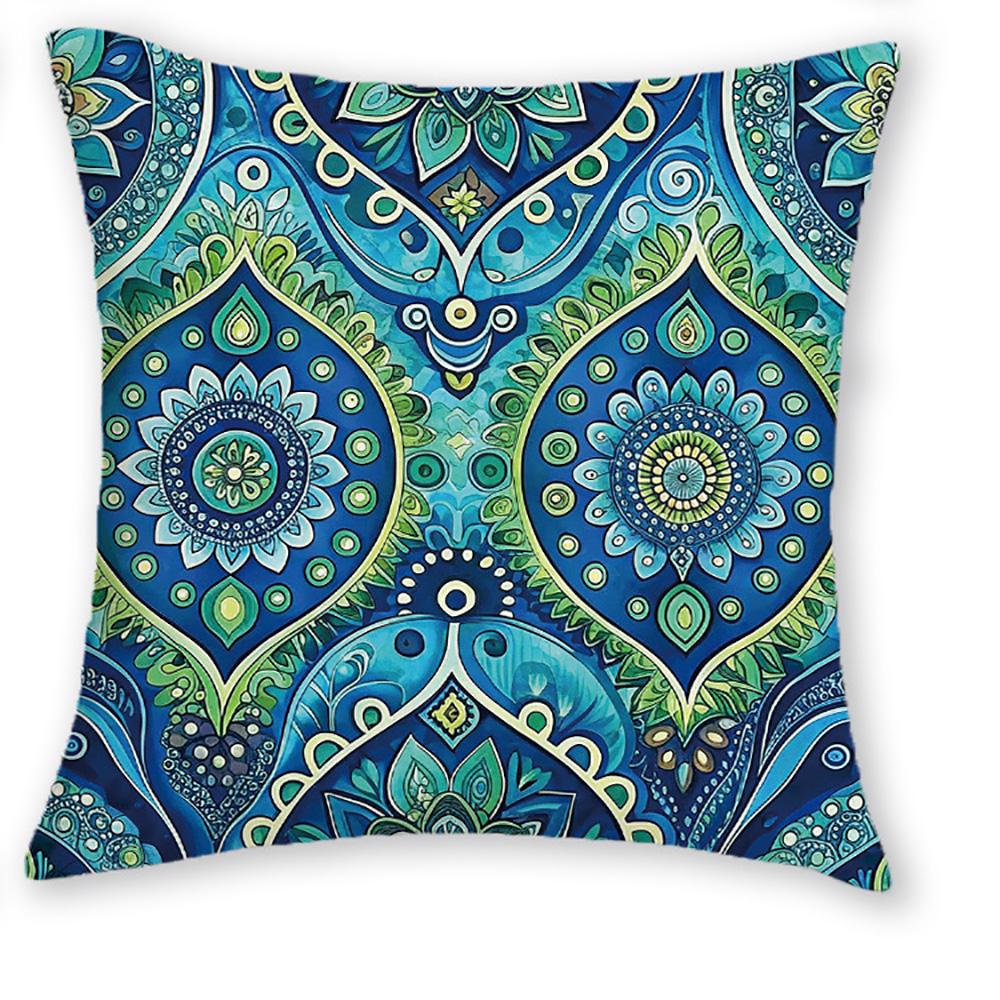 1/4pcs Blue Floral Patterned Pillow Covers Sofa Cushion Cover Home Bedroom Room Decoration