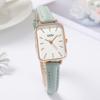Womens Minimalist Square Quartz Watch With Leather Strap For Casual Office Wear