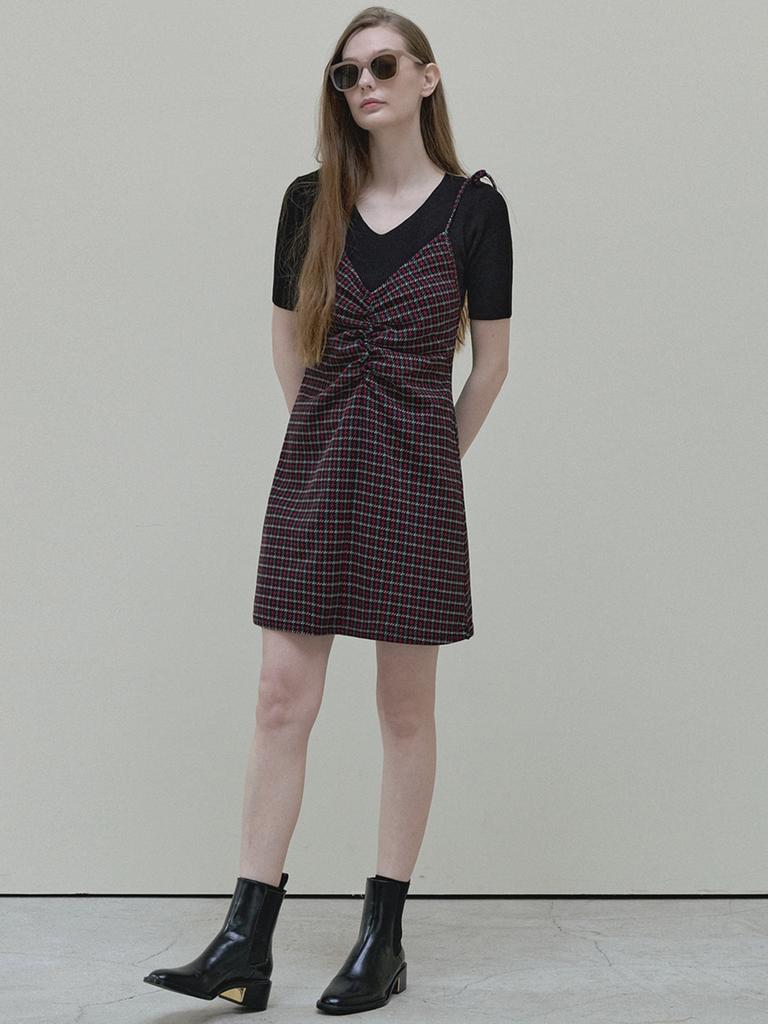 Avang Pattern Shirring Mini Dress - Red