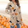 Women's Halloween  Cat  Print Cardigan Coat