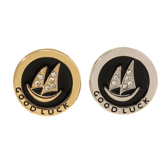 Brooch Pin Sparkling Rhinestones Inlaid Sailing Ship Pattern Smooth Polished Surface Suit Neck Badge Anti-exposure Buckle