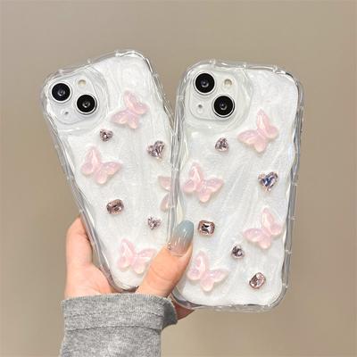 Luxury Water Diamond Butterfly Drop Case for iPhone 15 14 13 12 11 Pro Max XS XR All-inclusive Fall Protection Cases