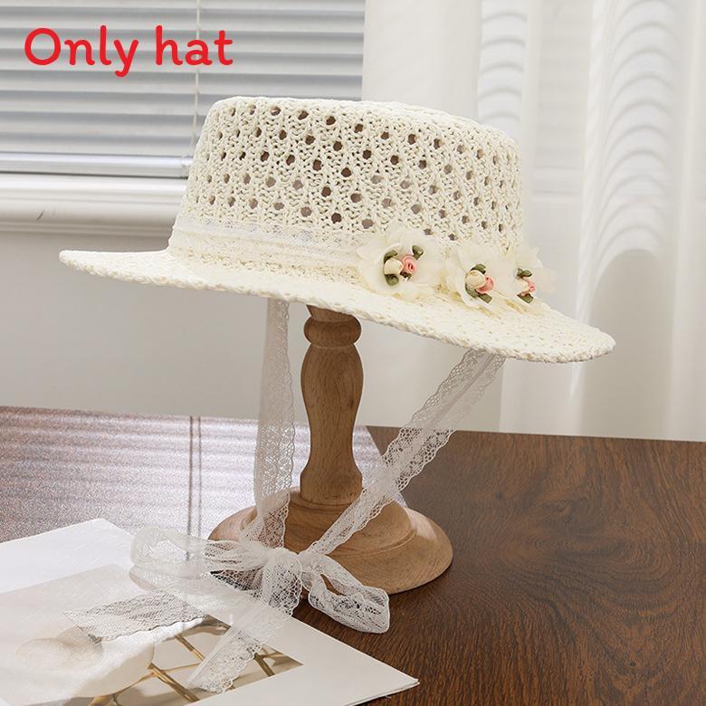 

Straw Sun Hat With Wide Brim For Summer Beach Vacation Sun Protection белый