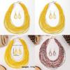 Geometric Glass Beaded Necklace And Earring Set For Women With Multi Layer Design For Fashion Accessories