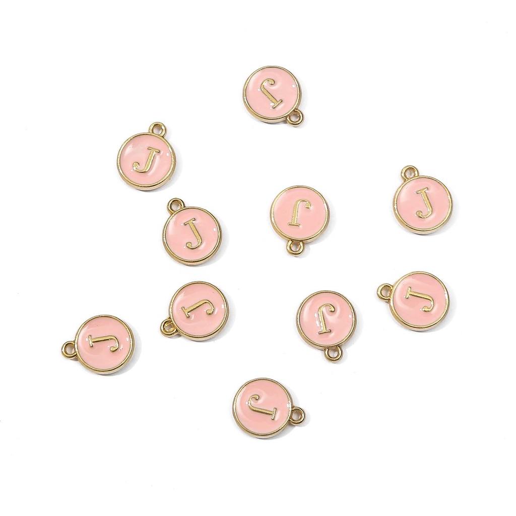 10Pcs 12x2.5mm Alphabet Double Face Charms Pendant Beads for Jewelry DIY Findings