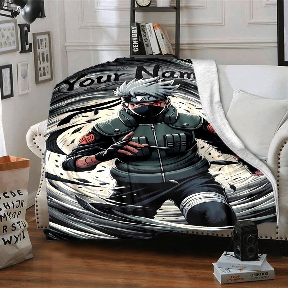 Naruto Character Customize Text Blanket Gift Customizable Blanket Soft Warm Cozy Perfect for Sofa Home Decor Couch Office Four Seasons Universal