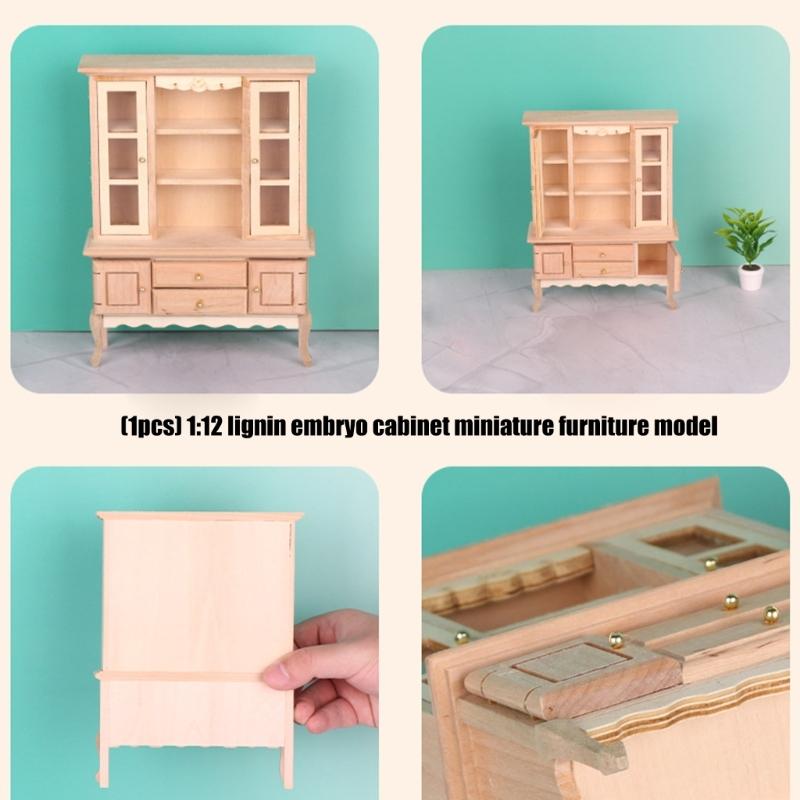 DIY Friendly Unfinished Wooden Dollhouses Cabinet 1/12 Scale Miniature Furniture With Customization Potential