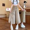 Girls Chic Elastic High Waisted Long Pants Lady Comfortable Wide Leg Trousers Women Korean Fashion Solid Color Slacks