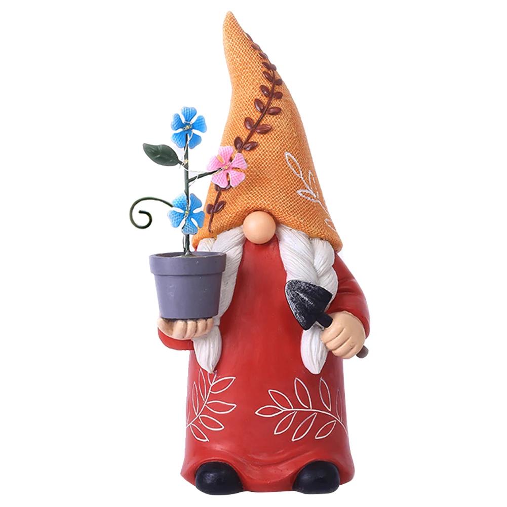 

Садовые статуэтки гномов со светодиодной подсветкой на солнечной батарее, забавная скульптура гнома, уличная статуя гнома, газонный светильник для украшения патио, двора, газона