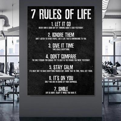 7 Rules of Life Watch Your Thoughts Motivational Posters and Prints On The Canvas Painting Wall Art Picture for Living Room