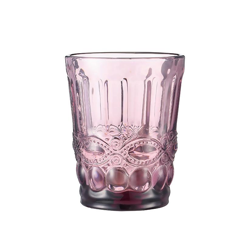 1 Stück 240ml 8oz Vintage Geprägtes Farbiges Seiten Glas Whiskey Wasser Glasbecher Schweres Dickes Glaswaren Becher