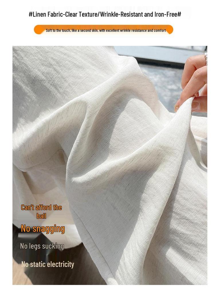 New Spring Women's High Waist Linen Wide-Leg Pants - Floor-Length Casual Yamamoto Style