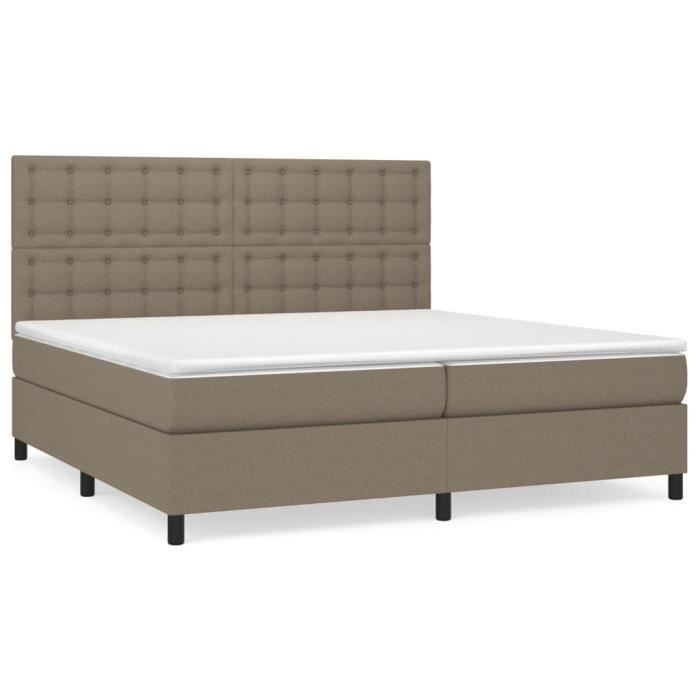 3142125 vidaXL Lit à sommier tapissier avec matelas Taupe 200x200 cm Tissu