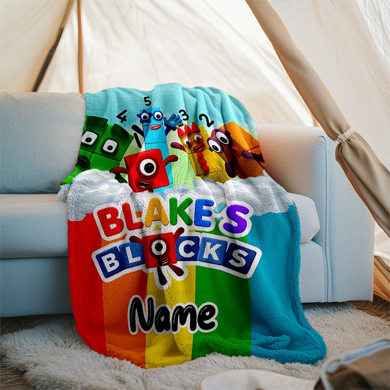 Personalized Custom Name Blanket - Numberblocks Print Design,Blanket for Sofa,Bed,Travel,Camping - Soft and Warm, Great Gift