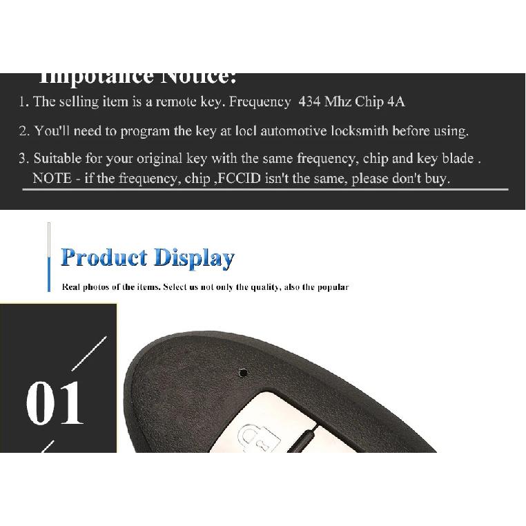 jingyuqin S180144801 Smart Keyless Remote Car Key For Nissan Altima Versa 2019 2020 433MHz 4A Chip Fob 285E3-6CA1A KR5TXN1