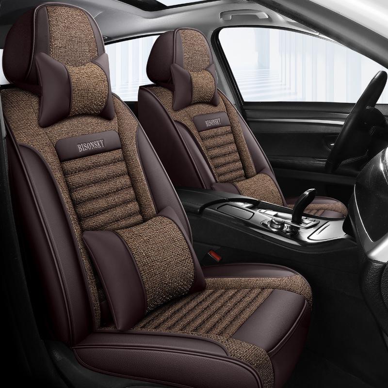 Hyundai Car Seat Cushion Cover for Reina, Elantra, Avante, Verna, Accent - Linen, Fits Five-Seat Models