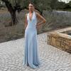 Women's New Fashionable Deep V-strap Hip Skirt Waist Pleated Backless Sexy European and American Dress