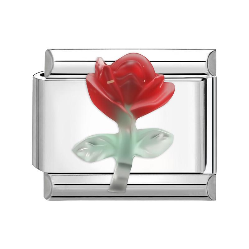 Colorful Crystal Candy Love Rose Flower Tulip Butterfly Fit 9mm Italian Charms Bracelet Stainless Steel Jewelry DIY Making Gifts