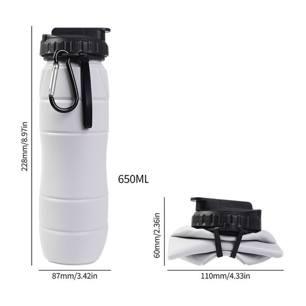 650ml Sports Water Bottle Silicone Folding Water Cup Drinkware Foldable Water Bottle  Camping