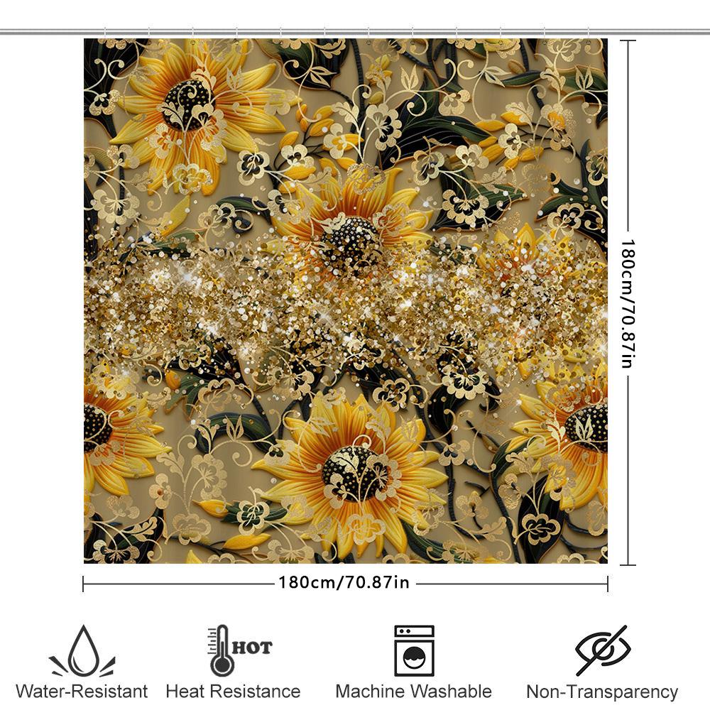 Sunflower Printed Shower Curtain Waterproof Home Decor Bathrooms Decorative Privacy Shield Curtains For Kitchen Bedroom Beige/Bl