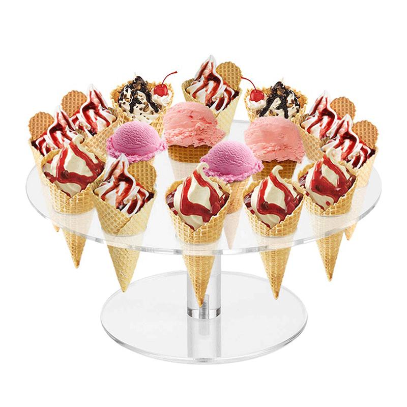4/6/16 Holes Transparent Acrylic Ice Cream Stand Cake Cone Stand Pastry Holder Wedding Party Buffet Food Display Rack Bake Tool