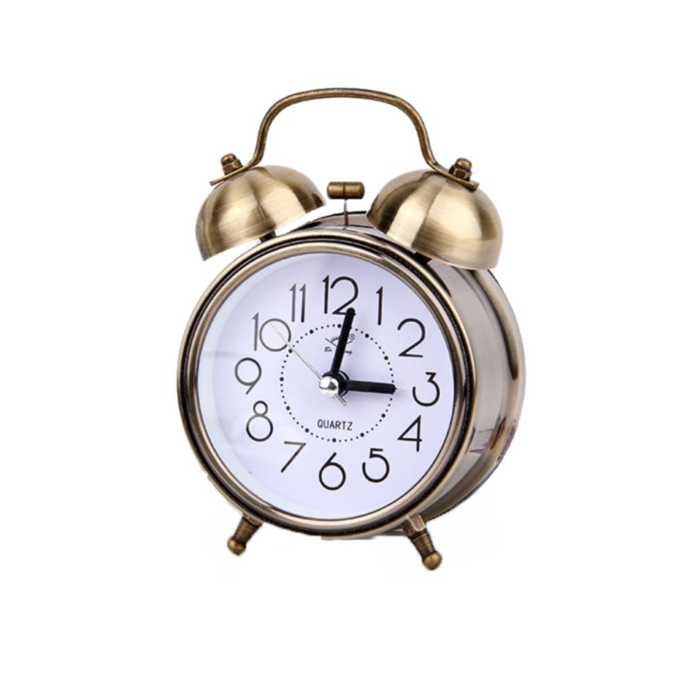 Metal Vintage Alarm Clock Double Bells Bedside Clock Mini Table Clock  Dormitory