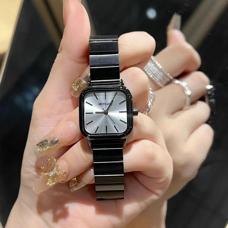 Brand Black Watch for Women Luxury Gift Fashion Quartz Watches Simple Square Dial Exquisite Ladies Wristwatches