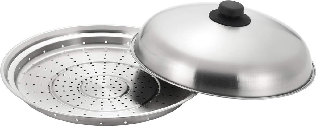 Yoshikawa Steaming Plate for Frying Pans, 28-30cm (with lid), Stainless Steel, Uisaisai, Gift Wrapping Available, SJ3207