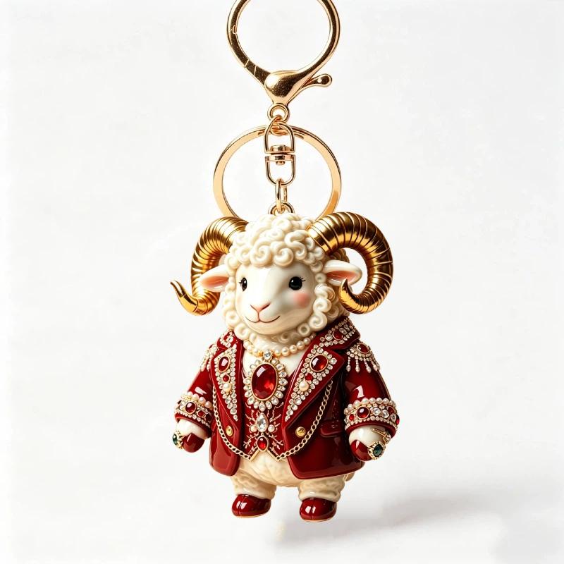 1Pcs Acrylic Sheep Keychain Hanging Ornament Cute Animal 2D Flat Goat Pendant For Goat Themed Party Decor Gifts