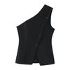 European and American Style, New Women's Fashion, Chic Asymmetrical Button-up Vest, Leg-shaping Pleated Pants
