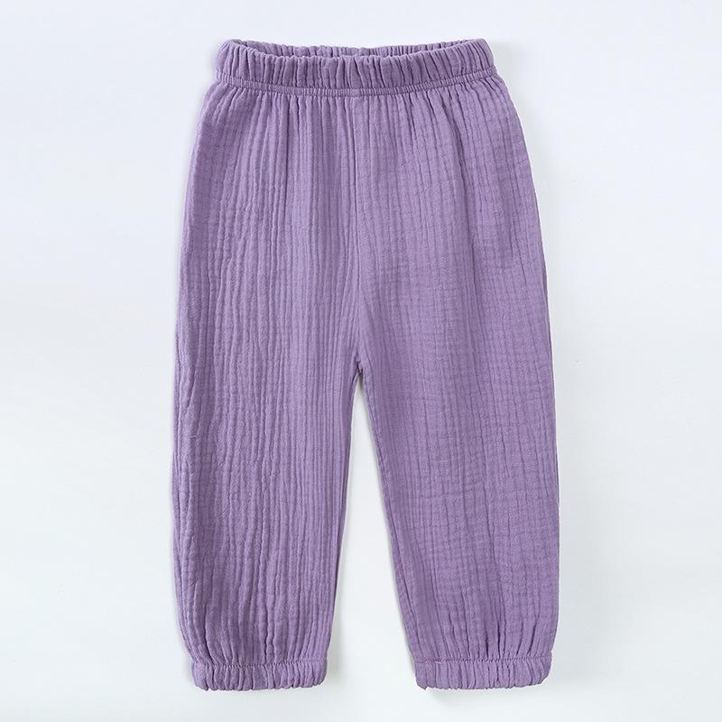 Spring and Summer Children Pants Solid Cotton Linen Elasticity Pant for Kid Boy Girl Casual Trousers Teenager Harem Pants