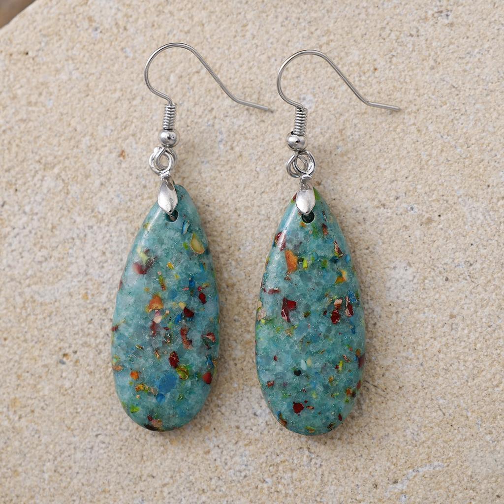 Luxury High Quality Natural Emperor Stone Water Drop Earrings Earrings European and American Popular Retro Jewelry
