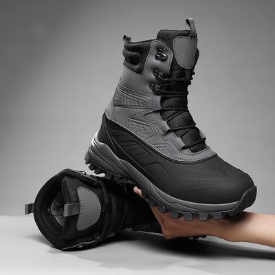 Winter Herren Schneestiefel Mid-Cut Dicke Sohle Plüsch Rutschfest Abriebfest Große Größe Schneestiefel für Winter Herren Winterstiefel